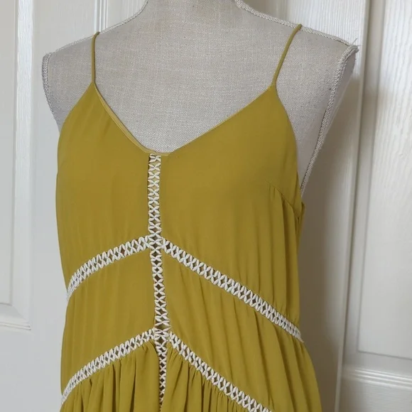 Ixiah Mustard Maxi Dress with Lace Accents - Picture 2 of 10